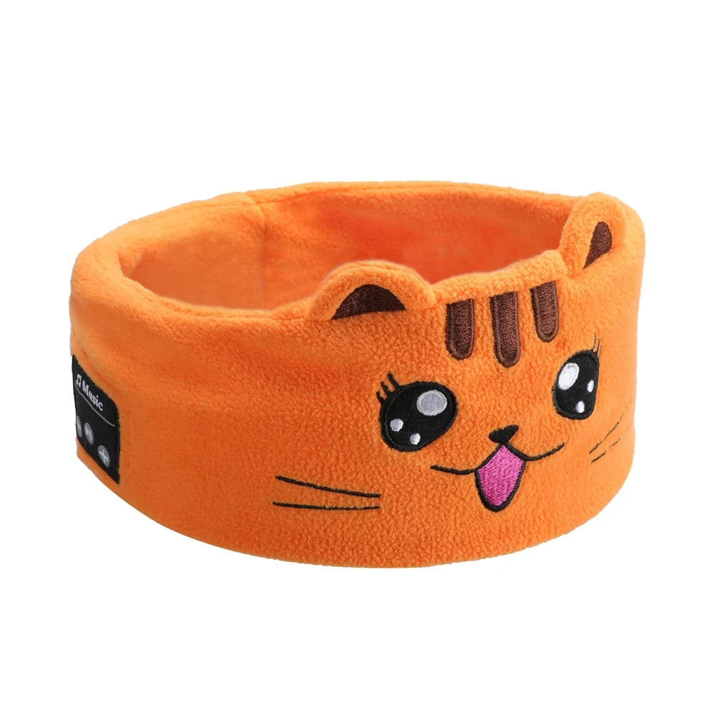 Wireless Headphone Kids Headband with Different Animal Designs, ultra Thin Speakers for Kids Fun at Home or Travel Cat Tidesmit