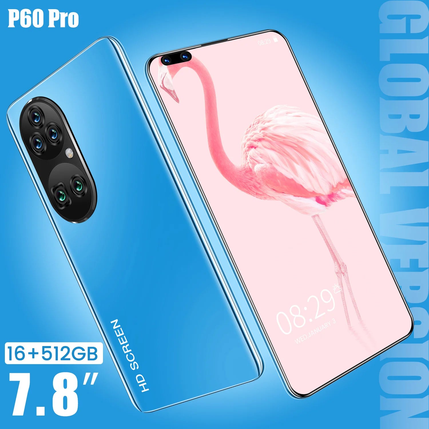 New P60 Pro 7.8 Inch 10 Core Smart Phone 16GB+512GB 4K HD GPS Navigation 5G Android SmartPhone 40+48MP Game Mobile Phone - Tidesmit