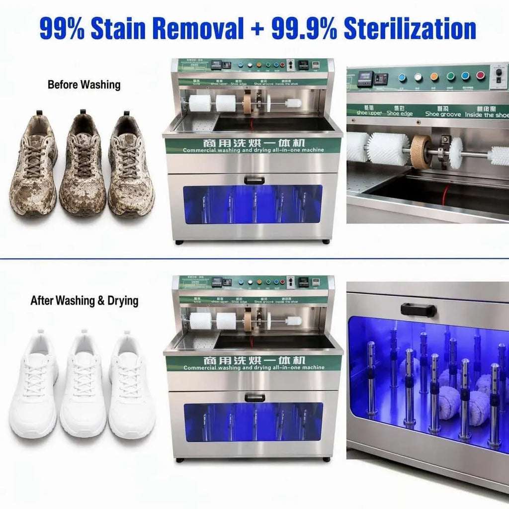 Commercial Shoe Washing Machine with Stainless Steel Construction