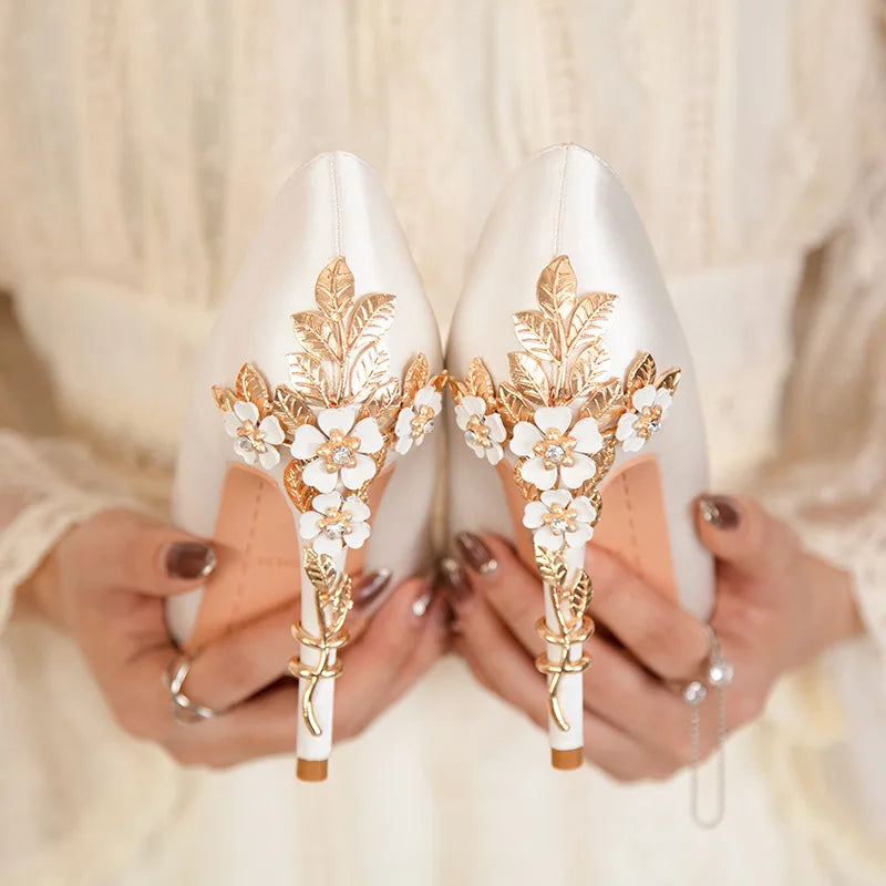 Escarpin Femm Talon Haut  Fashion Luxury Braid Wedding Shoes High Stiletto Heels for Ladies