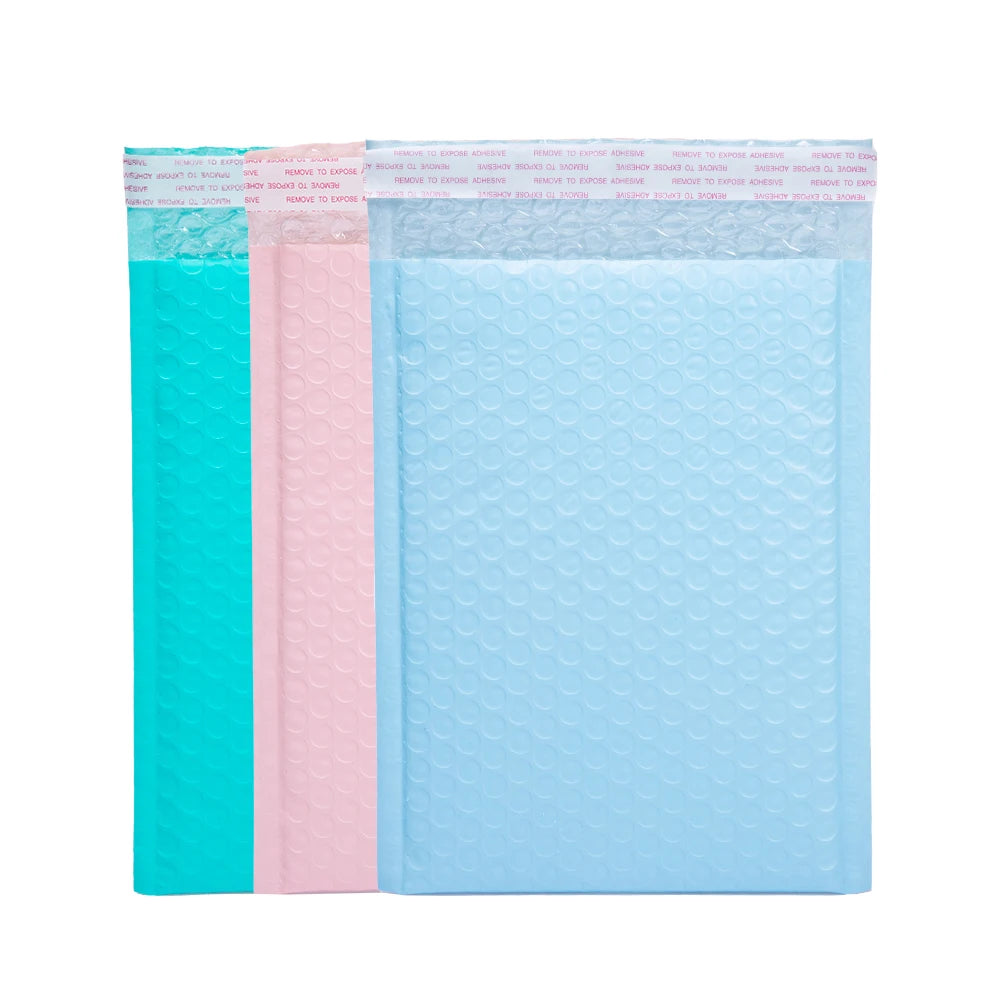 Shiny Blue Holographic Bubble Mailer Resealable Shipping Bags for Couriers Poly Material Plain Envelope for Gift Wrapping