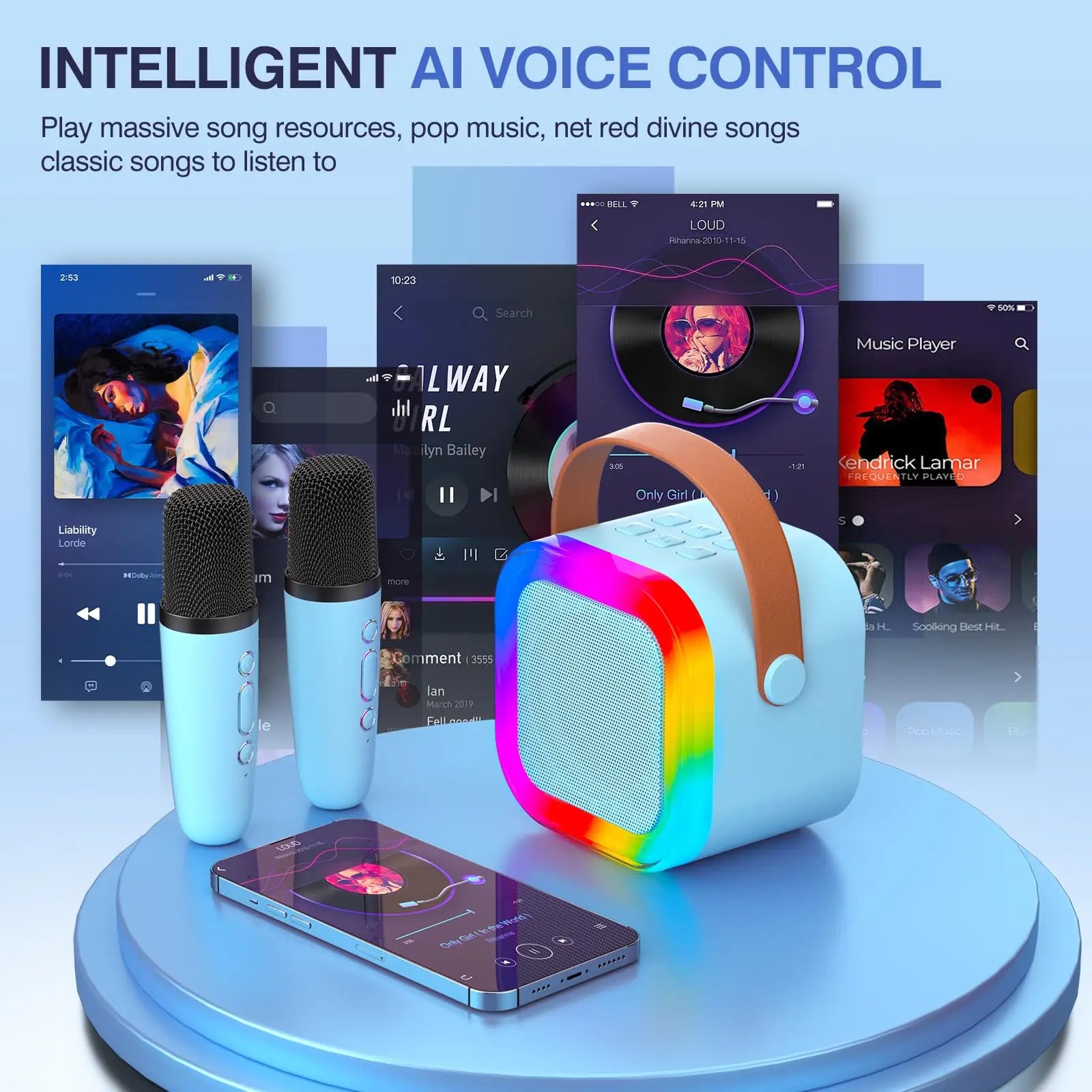 Hot Selling K12 Wireless Speaker with 2 Microphones High Quality Portable BT Music Karaoke Audio Sound Box with TF Card Slot My Store