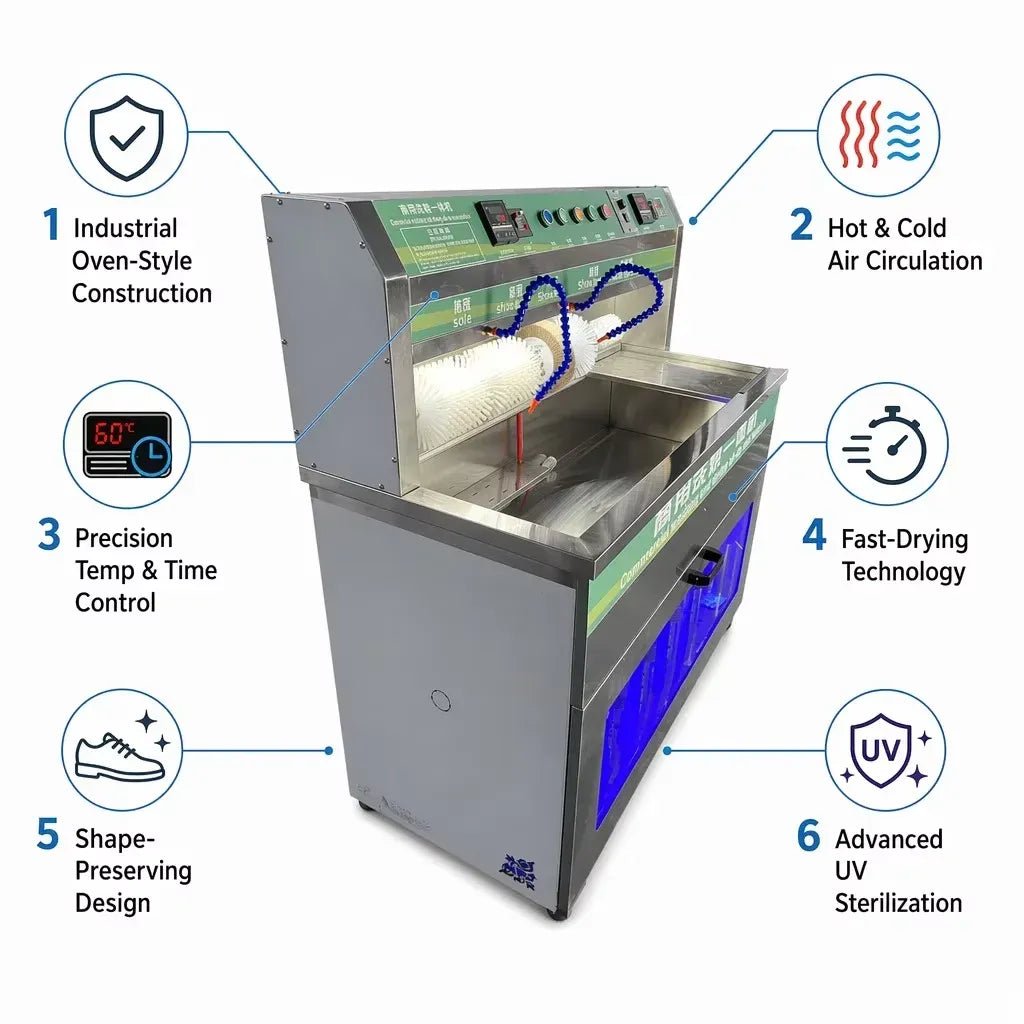 Commercial Shoe Washer Dryer with Shape Preserving Design
