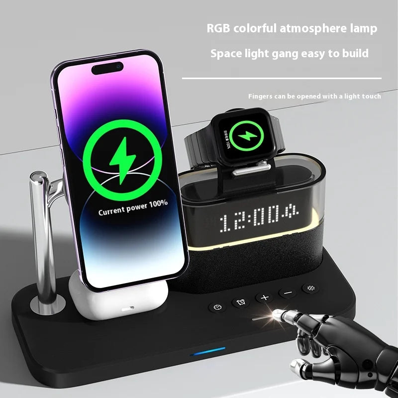 Three-In-One Wireless Charger with Magnetic Feature 15W USB Input for Apple Mobile Phones Headphones Watches Tidesmit
