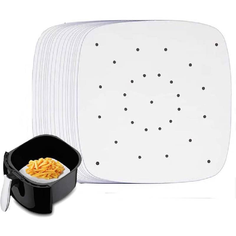 100pcs Air Fryer Parchment Paper Liners 9 Inch Baking Paper Square Perforated Parchment Paper for Steamers Cake Pan Oven Cooking