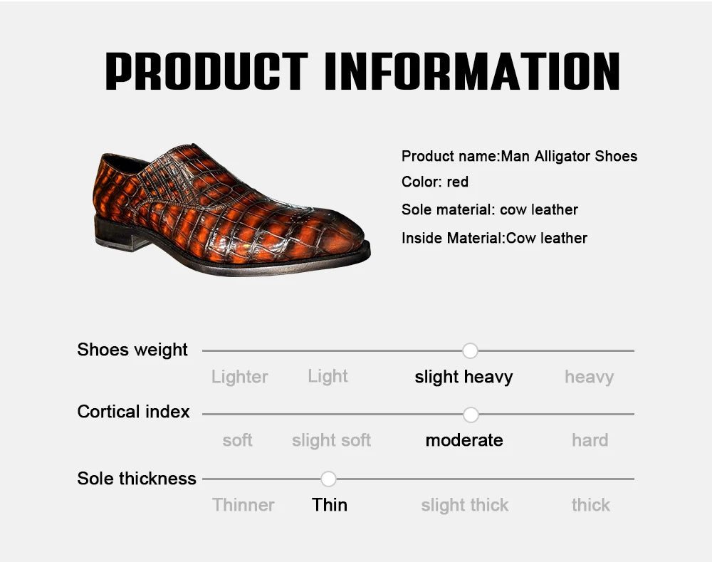 Hot-selling Genuine Crocodile Leather Men's Shoes Slip-on Party Wear Men Dress Shoes Luxury Handmade Designer Shoes Men