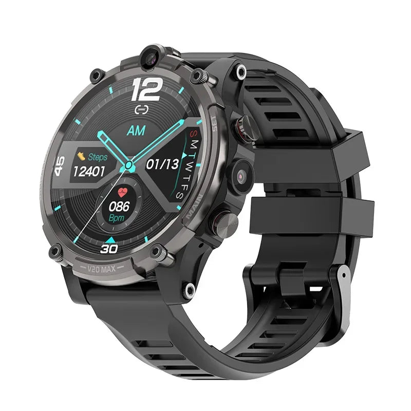2023 V20 Customizable Men's Ladies Android Smart Watch GPS SIM Card WIFI 4G TikTok 5G Features IPS Display Rubber Answer Call - Tidesmit