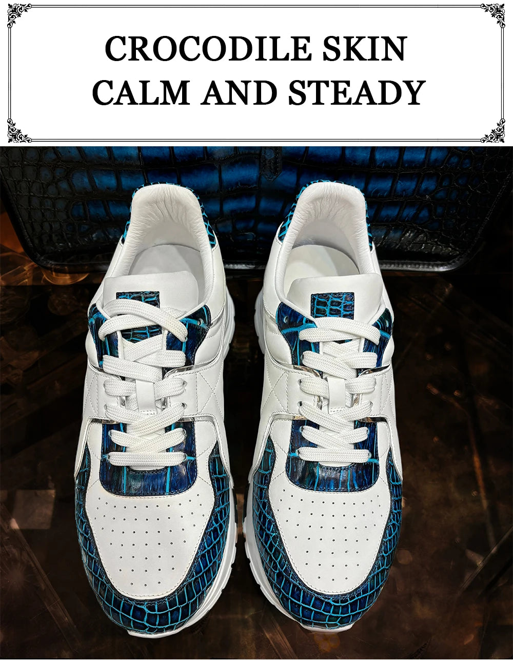 Hot-selling Genuine Crocodile Leather Sports Shoes for Men Fashion Sneakers Walking Men's Leather Shoes Casual Men's Shoes
