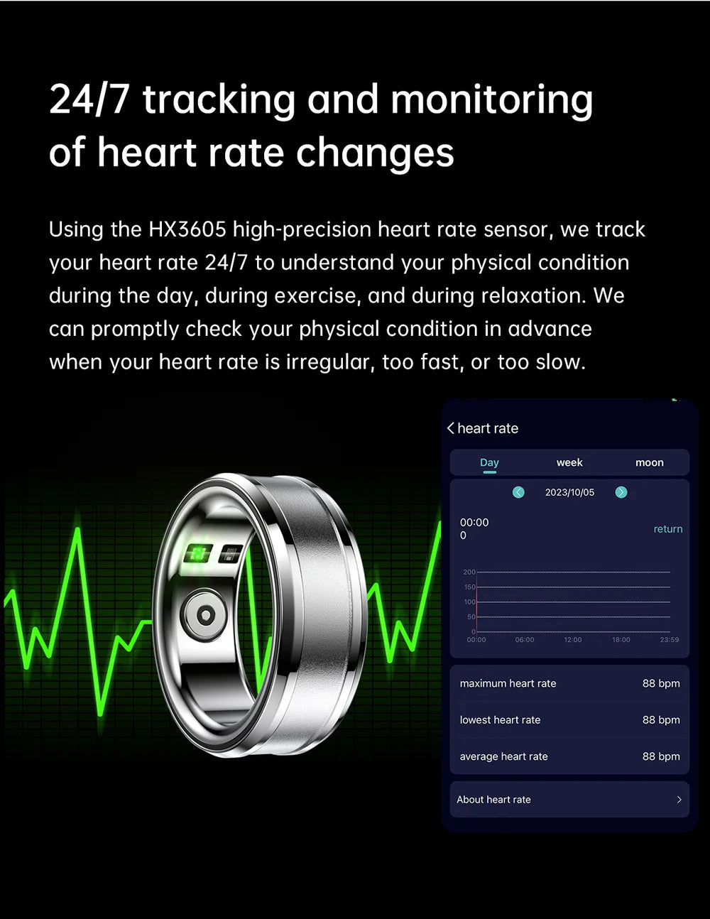R3 IPX8 Waterproof Sleep Smart Health Ring Heart Rate Blood Oxygen Anillo Inteligente Sports Smart Ring with App for Android Tidesmit