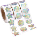 Holographic heart and star glitter sticker roll, self-adhesive waterproof vinyl labels