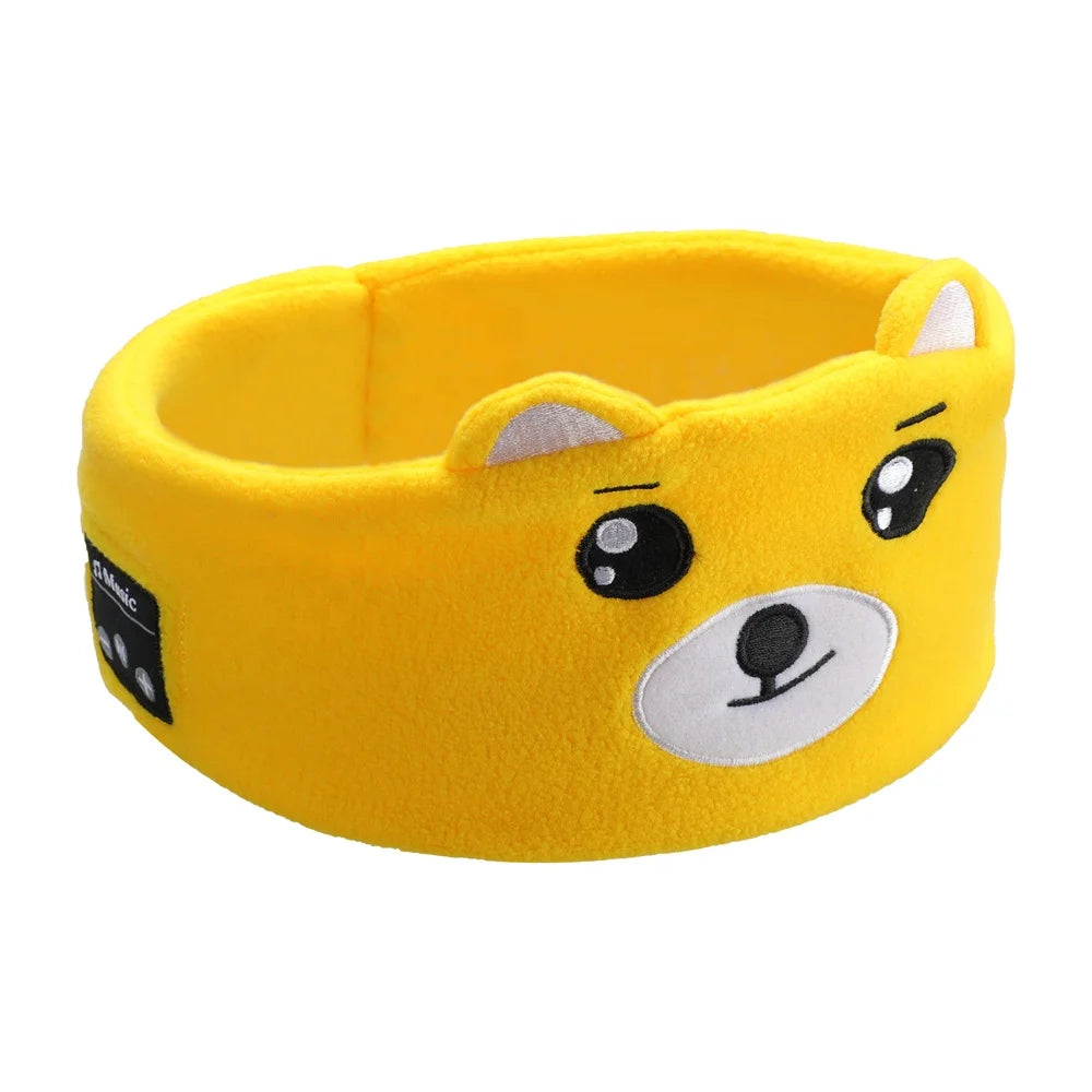 Wireless Headphone Kids Headband with Different Animal Designs, ultra Thin Speakers for Kids Fun at Home or Travel Yellow Bear Tidesmit