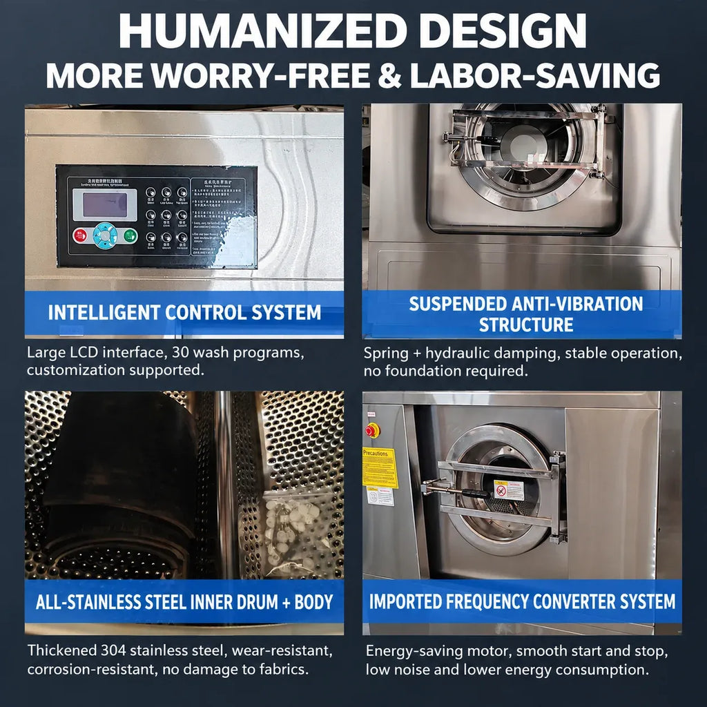 Commercial Coin-Operated Stack Washer and Dryer Machine