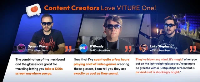 VITURE One XR/AR 3D Glasses Compatible Steam Deck/ROG Ally/Gaming Consoles/PC/Android Electrochromic Film Myopia Adjustments