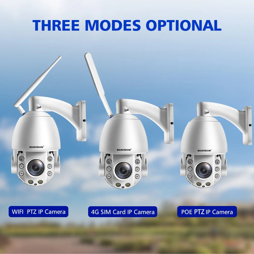 5MP WiFi/4G/POE PTZ IP Camera AI AUTO Tracking 30X Two Way Audio Colorful Night Vision IR 80m Security  CCTV Camera P2P CamHi