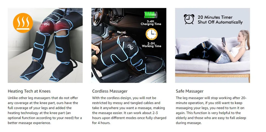 Leg Air Compression Massager with Heat Therapy for Circulation Relief Body Shaping Massage Equipment Tidesmit