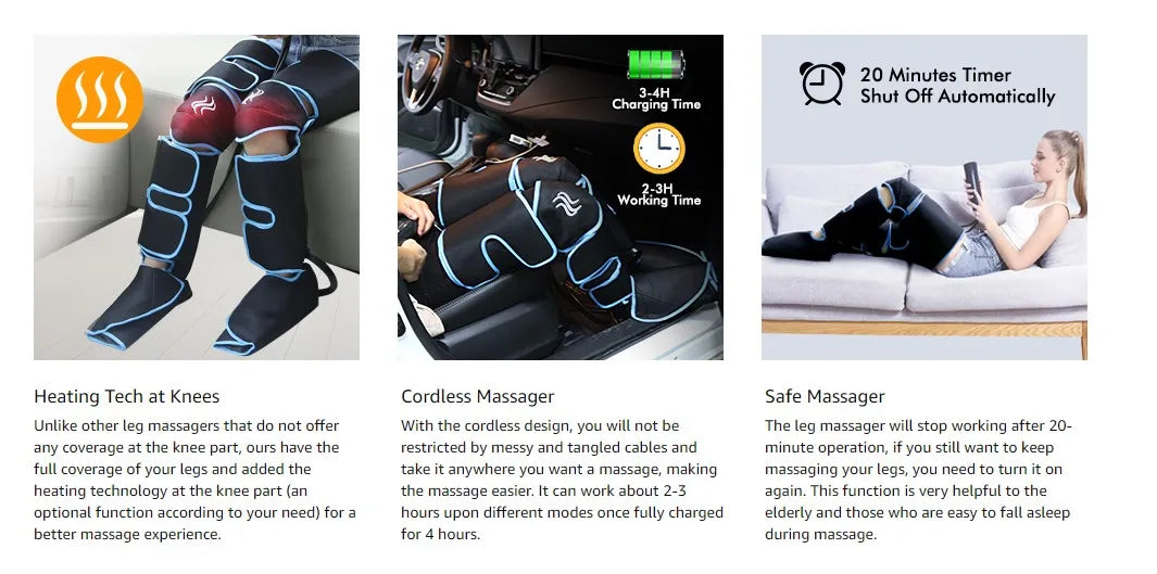 Leg Air Compression Massager with Heat Therapy for Circulation Relief Body Shaping Massage Equipment Tidesmit