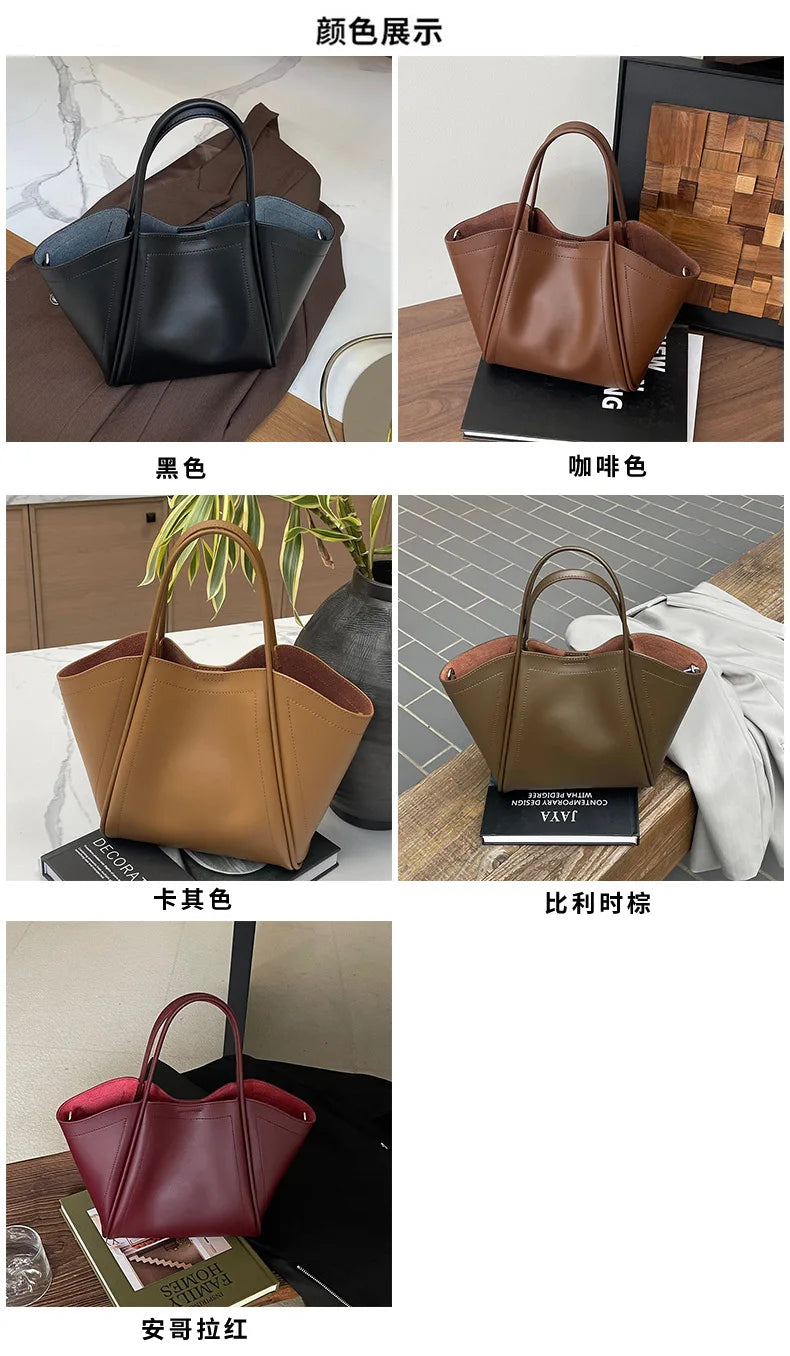 2025 Autumn Winter High-End Niche Genuine Leather Wing Bag Large Capacity Commuter Shoulder Promotional Drawstring Sportpacks