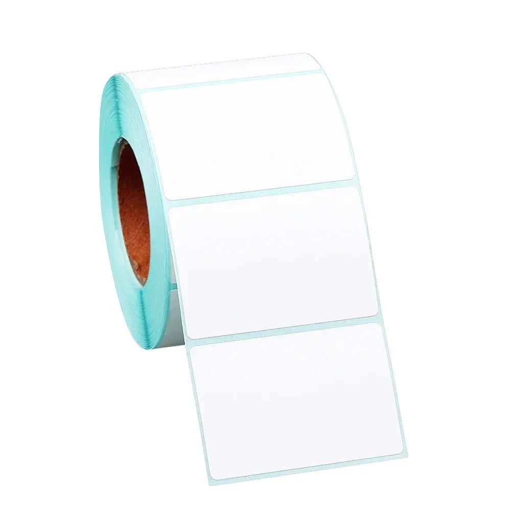 Sky blue edge thermal label paper roll with blank rectangular labels