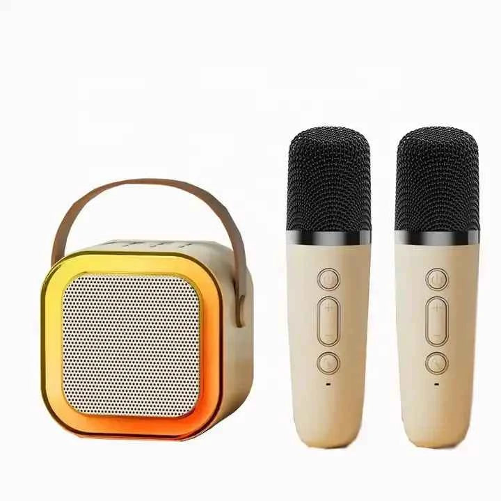 Portable RGB Wireless Microphone Karaoke Speaker with HIFI BT Mini Design for Home and Outdoor Parties cream white My Store