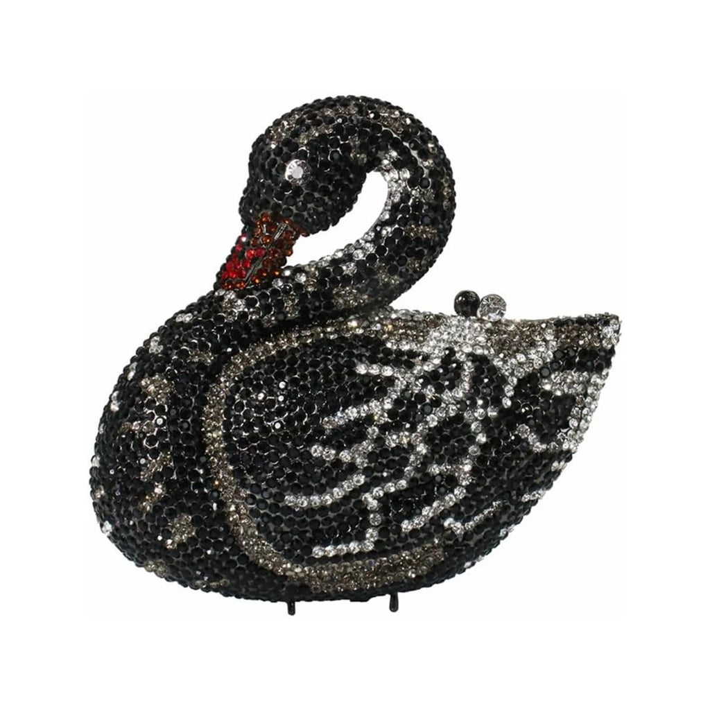 Women Classic Luxury Swan Rhinestone Fashion Evening Clutch Elegant Crystal Handbag Bridal Wedding Purse for Prom Cocktail Party