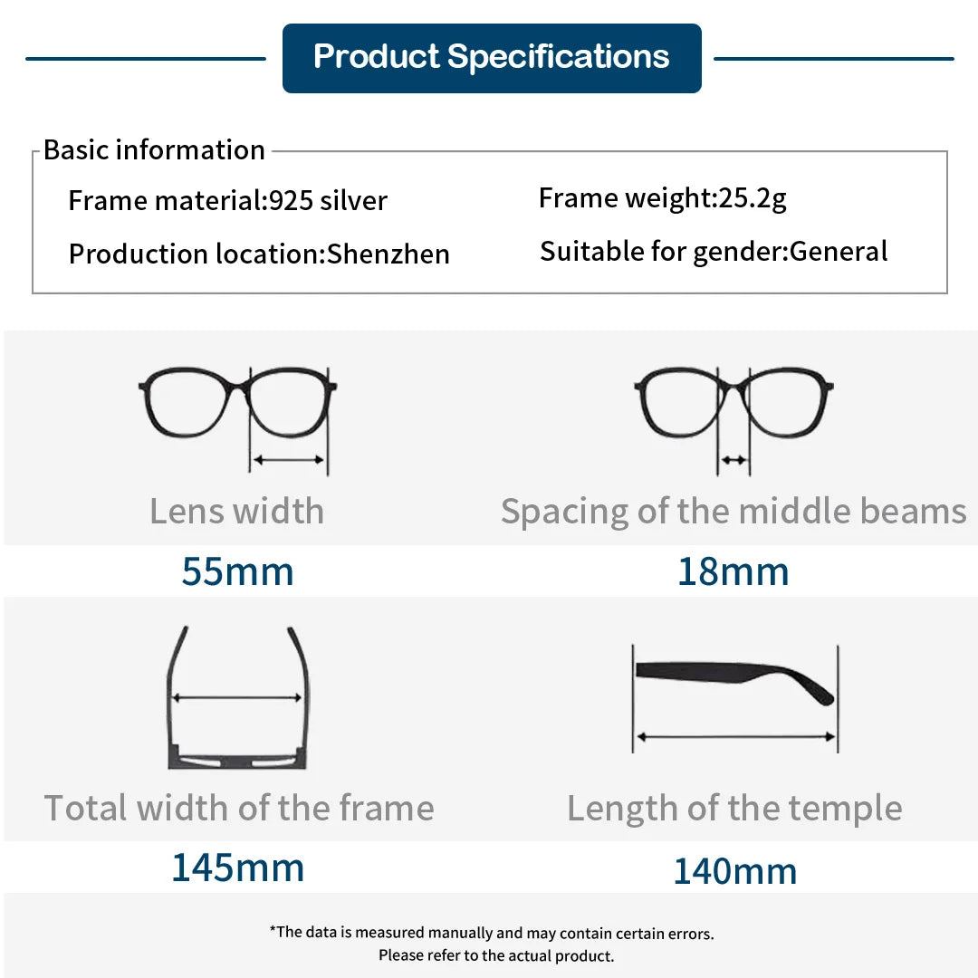 Unisex Luxury Diamond Pattern Rimless Rectangle 925 Silver Glasses-Lightweight & Durable Daily Wear for All Face Shapes Adults