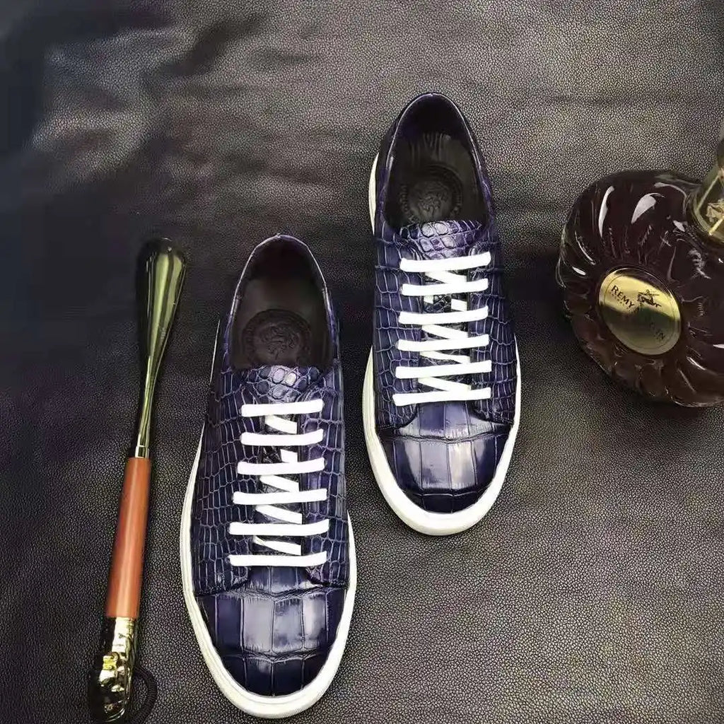 Top Quality Ladies Sneakers Shoes Casual Luxury Genuine Crocodile Leather Party Male Shoes Sneaker Skateboard Custom Men Shoes