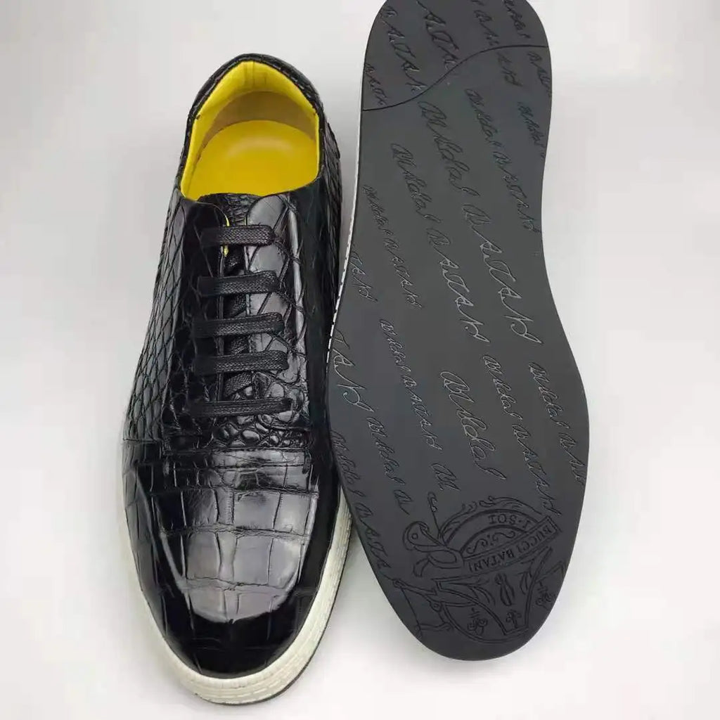 Latest Handmade Genuine Crocodile Leather Men's Sneakers Shoes Skateboard Branded Shoes Men Sneaker Luxury Casual Shoes Men