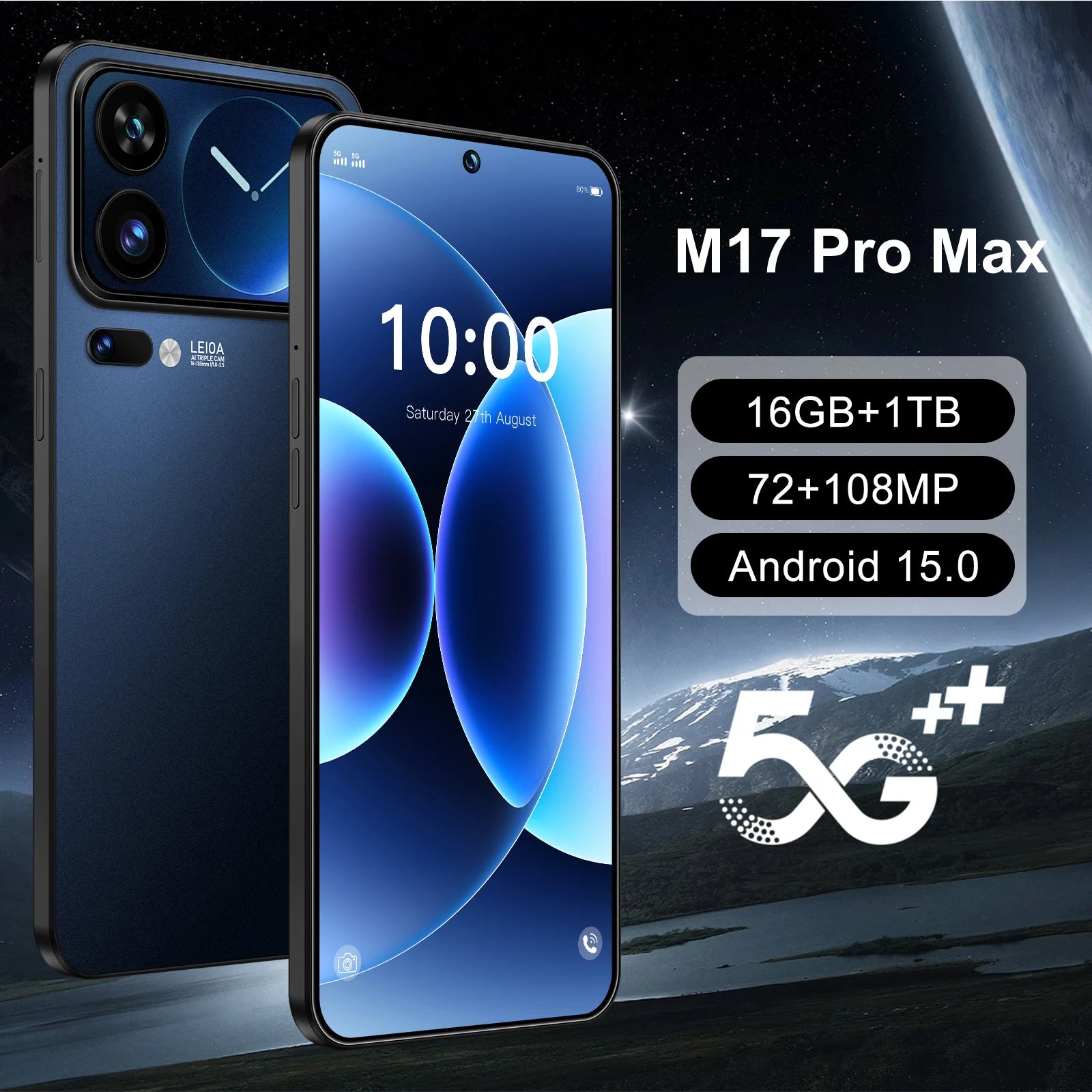 Tidesmit 5G Smartphone 7.3-inch OLED 1TB 16GB RAM Unlocked Mobile Tidesmit
