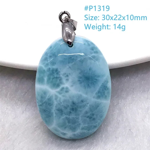 Natural Blue Larimar Trendy Necklace Pendant Women Men Gift Beads 925 Sterling Silver Dominica Water Drop Crystal Stone Jewelry