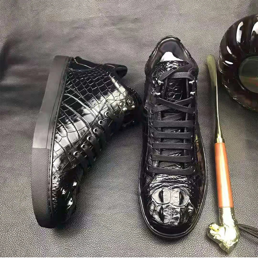 High End alligator Sneaker Men's Shoes Pure crocodile Leather Business Mens Skateboard Shoes Goodyear Luxury Wedding Shoes Men