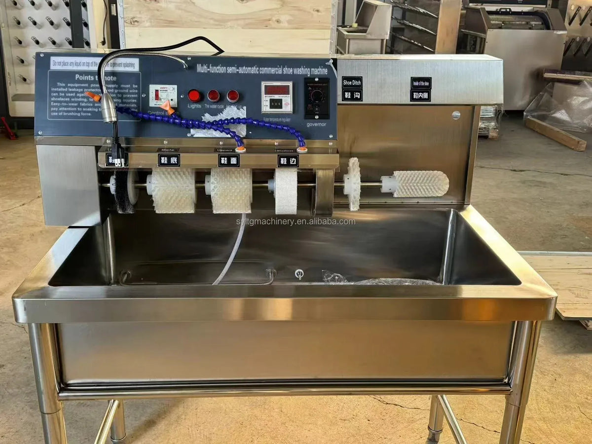 Commercial Shoe Washing Machine with Active Brush Rollers