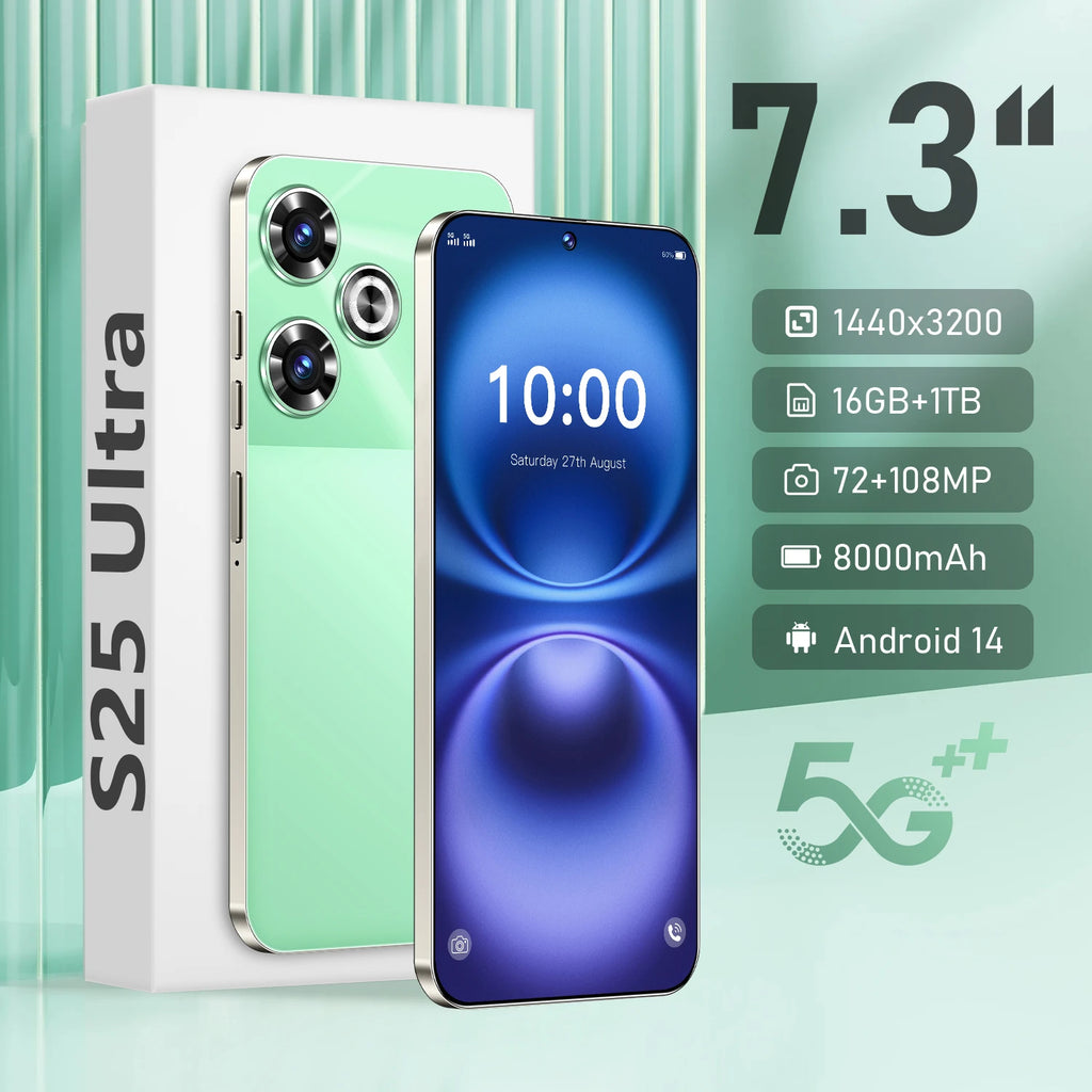 S25 Ultra 5G Smartphone 1TB 16GB RAM AMOLED Display - Green Tidesmit