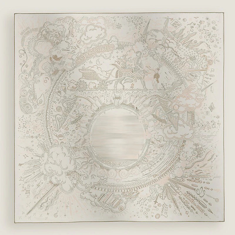 Luxurious 90*90cm Square Digital Art Explosion Printed Silk Scarf Gift Specially Designed for Elegant Individuals