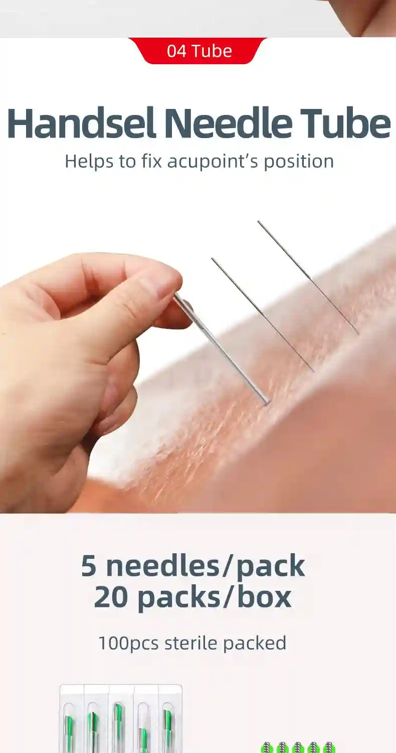 Acupuncture Needles with Guide Tubes 100 Pack - Sterile Professional Massage Roller Tidesmit