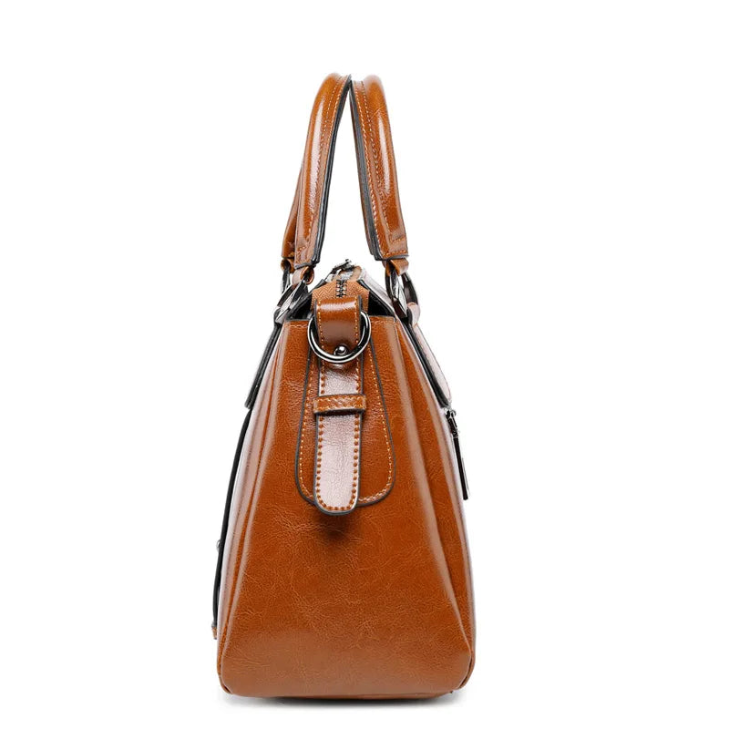Women Genuine Cow Split Leather Handbag Ladies Top Handle Shoulder Purse Satchel Tote Concealed Carry Handbag