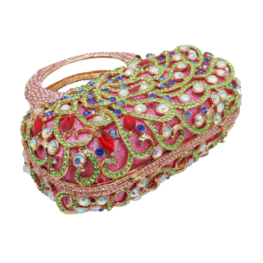 Luxury Peacock Crystal Handbag Ladies Sparkling Rhinestone Evening Clutch Chain Strap Magnetic Closure Classic Casual Fashion