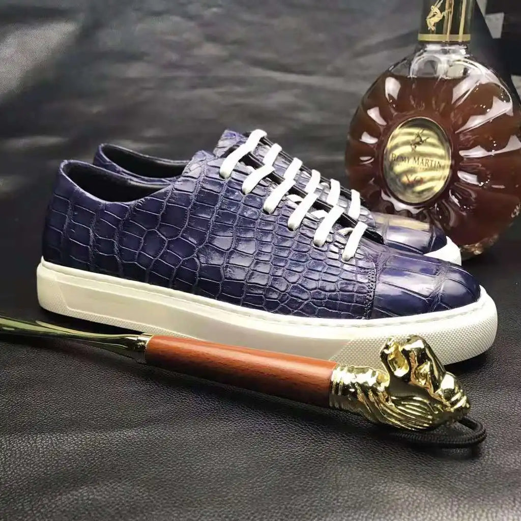 Top Quality Ladies Sneakers Shoes Casual Luxury Genuine Crocodile Leather Party Male Shoes Sneaker Skateboard Custom Men Shoes