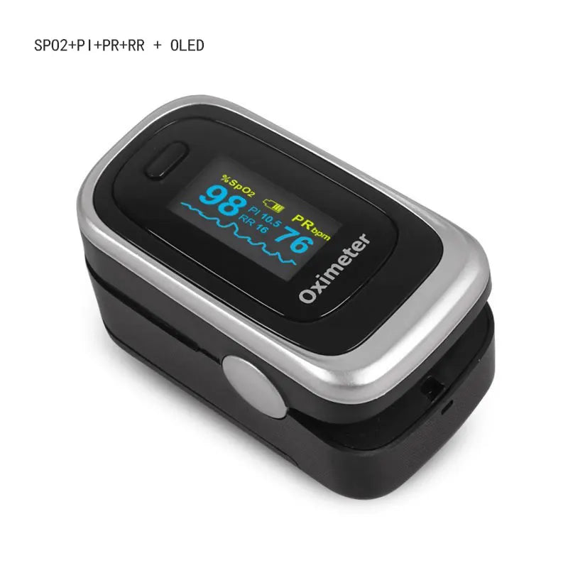 Finger Pulse Fingertip Oled Oximeter SPO2 PR PI RR Blood Oxygen With Respiratory Rate Oximetro De Pulsioximetro Dedo with case