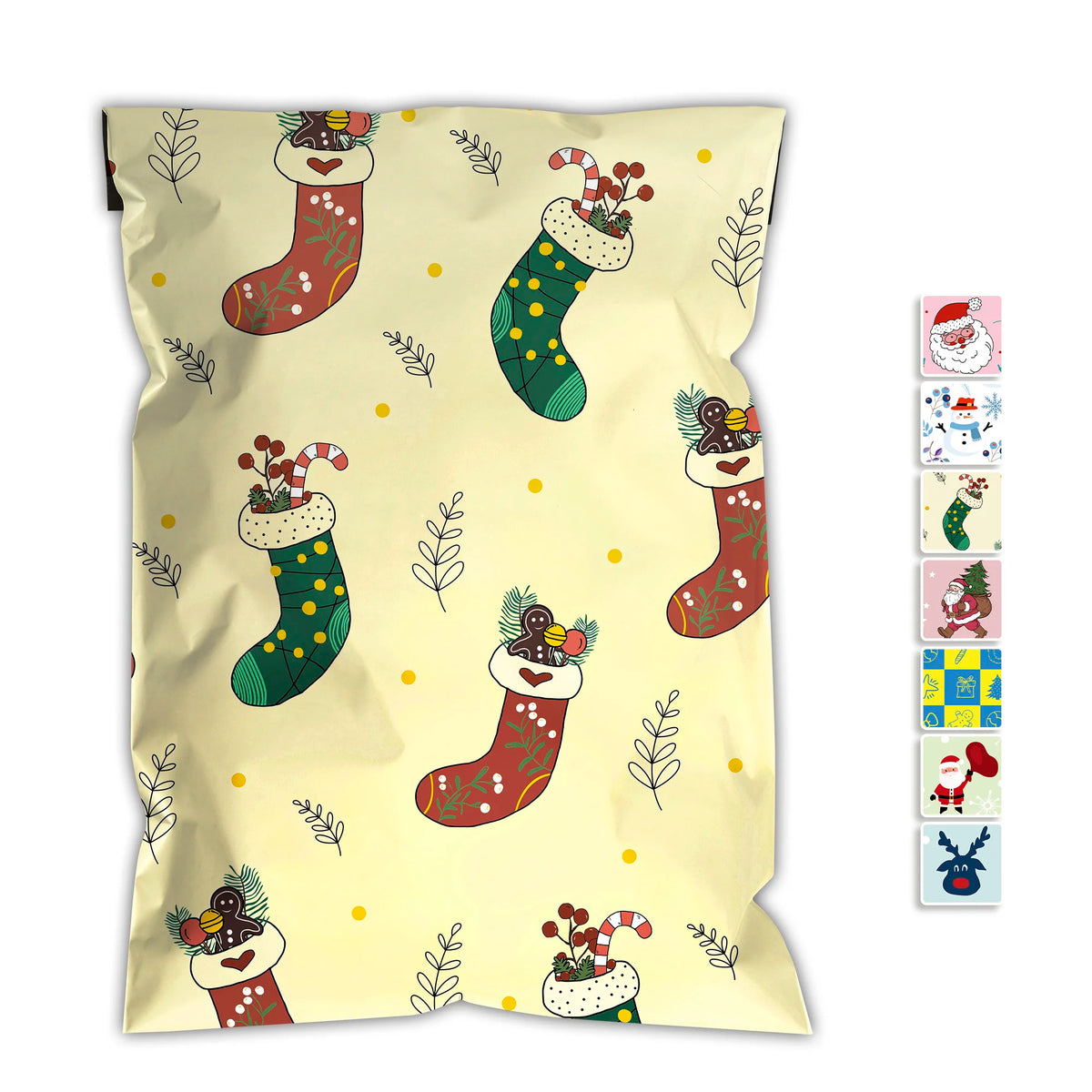 Christmas Snowman Printed Poly 1.5 Mil Thick Waterproof Tear-Resistant Self-Sealing Shipping Bags