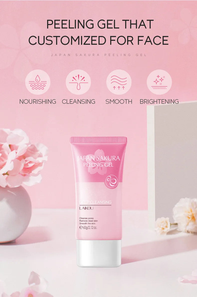 Sakura Exfoliating Face Scrub Gel - Deep Pore Cleanser for Smooth Skin Scrubs Treatments Tidesmit