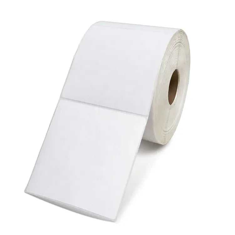 White thermal label sheet roll, angled continuous label backing