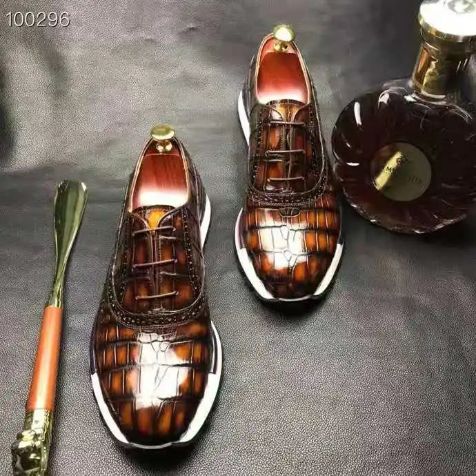 High Quality Elegant Men Shoes Sneakers Luxury Genuine Crocodile Leather Men Walking Shoes Goodyear Custom Business Mens Shoes