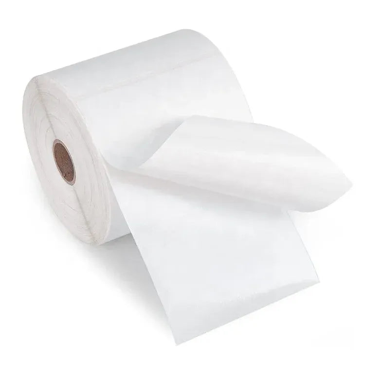 White label paper roll with blank continuous sheet for thermal printing