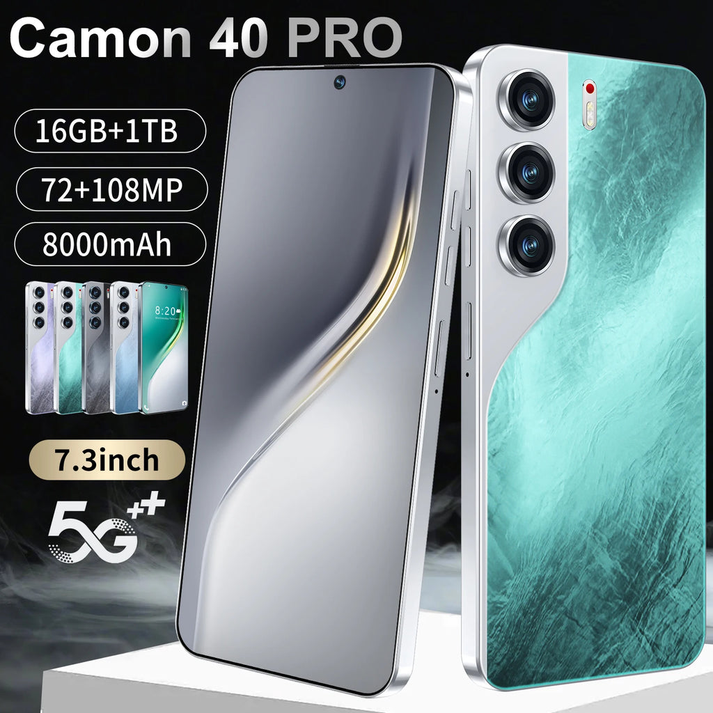 Camon 40 Pro 5G Smartphone, 1TB Storage, 16GB RAM, 7.3 Inch Display Tidesmit