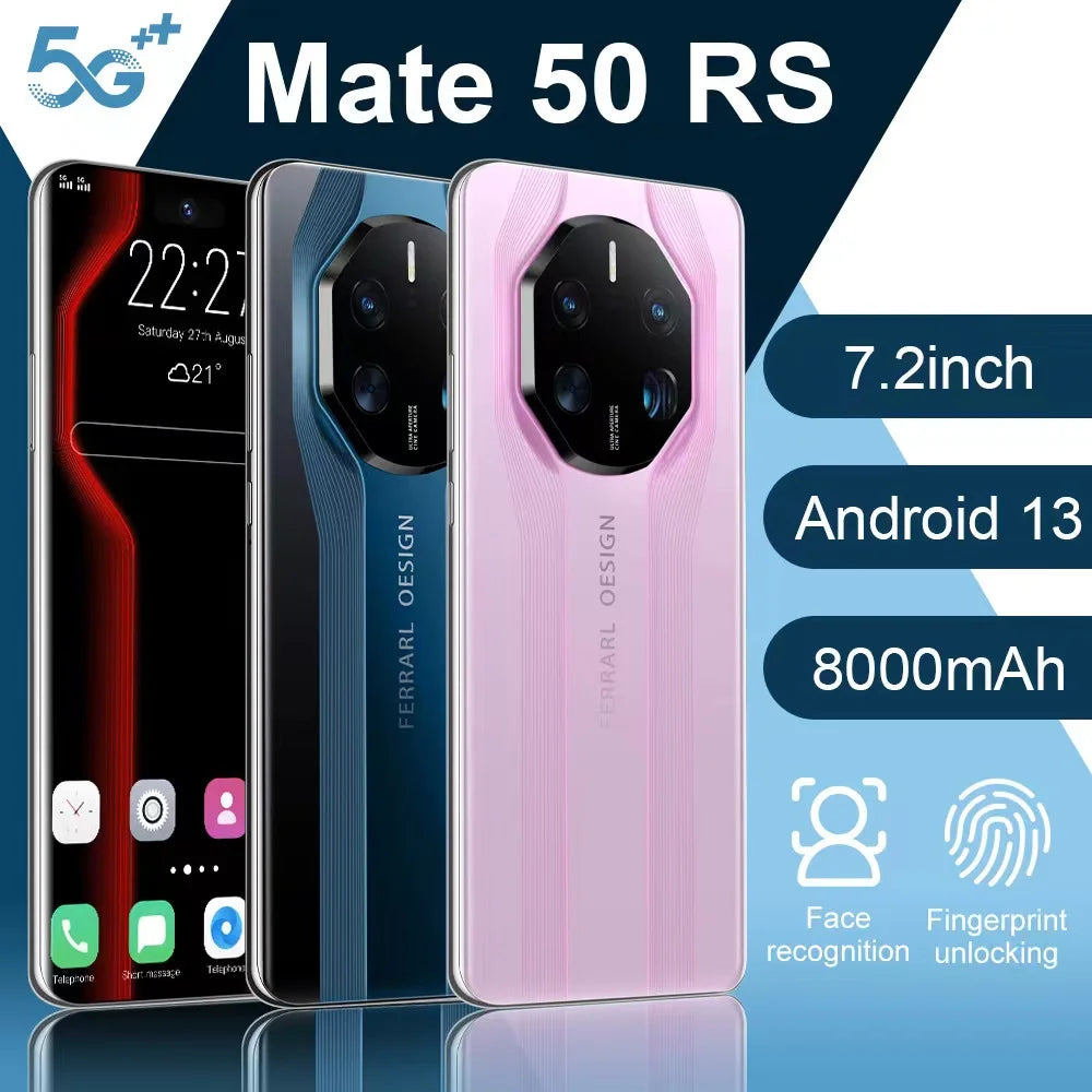 2022 Hot Selling Mate 40 Pro+ Mate 50 12GB+512GB 7.3 Inch Full Display Deca Core CPU Android 10.0 Mobile Cell Smart Phone 3G 4G - Tidesmit