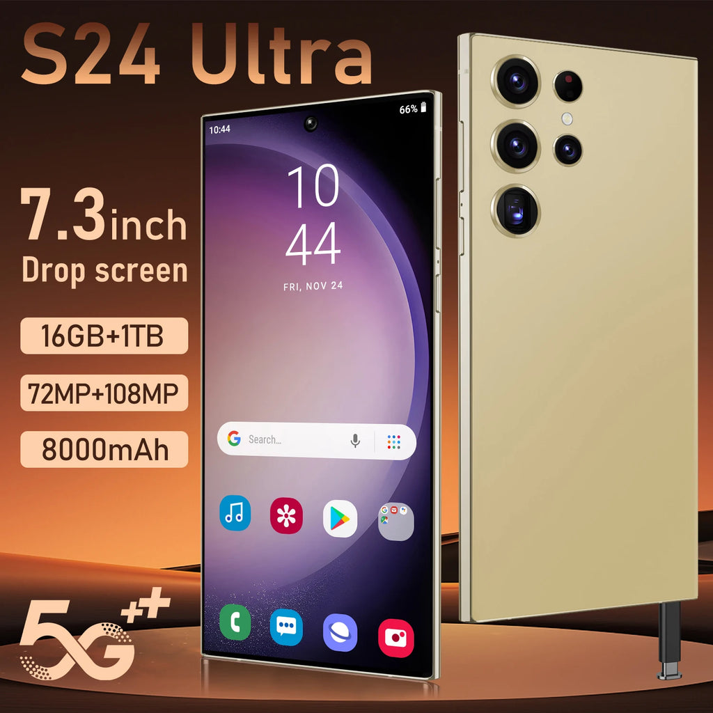 S24 Ultra Smart Phone 7-Inch Screen 16+1TB Storage Dual SIM Cheap 5G Smartphone with High-End Gaming Features - Tidesmit