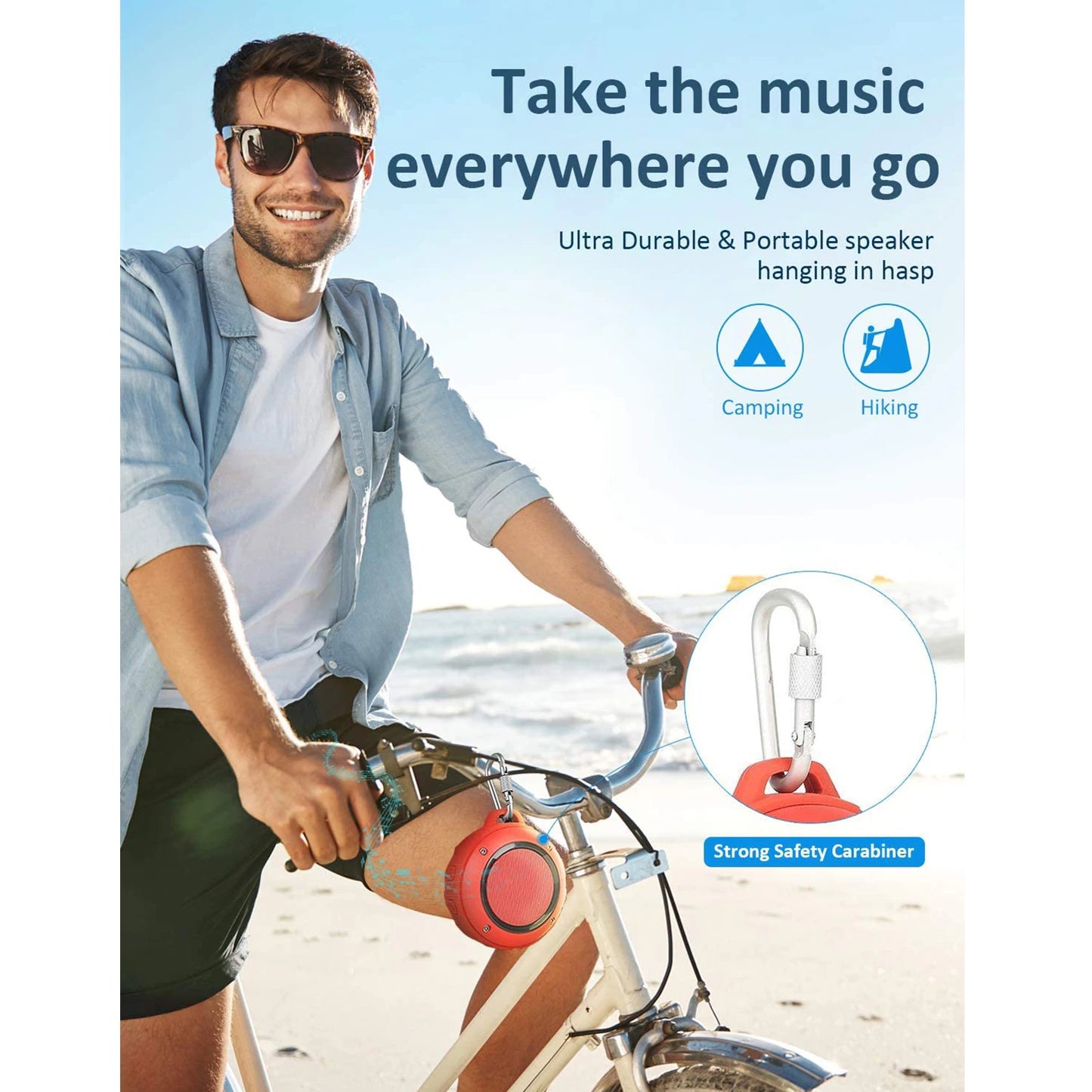Bluetooth Speaker -Kunodi F4 Outdoor Waterproof Bluetooth Speaker 10W TWS IPX6 Portable Mini Shower Speaker with MIC Enhanced Bass 12H Playtime