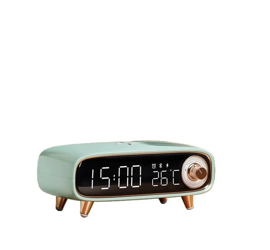 Bluetooth Speaker -Eson 5V 1200mAh Bluetooth Speaker with Wireless Charging, Alarm Clock, and Temperature Display
