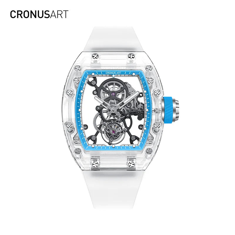 CRONUSART Luxury Fashion Tourbillon Watch Transparent Luxury Encased Sapphire 20mm Limited Edition Pointer Power Reserve