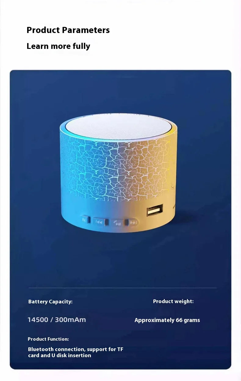 Bluetooth Speaker -Upgrade Mini Portable Bluetooth Speaker RGB Light USB TF Card Reader Stereo MP3 Speaker for Home Atmosphere Desktop